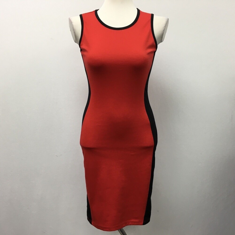 Perfect Style by Shez Women's Dress Small Red Black Sleeveless NWT